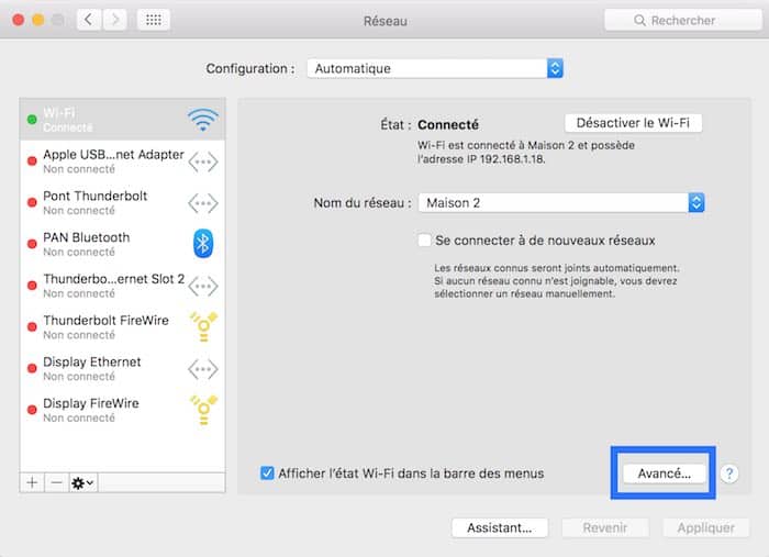 2Définissez les réseaux Wifi prioritaires sur votre Mac