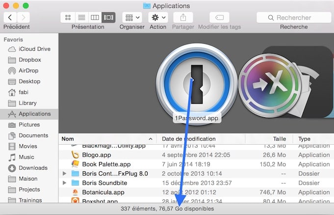 Afficher l'espace disponible dans le finder 3