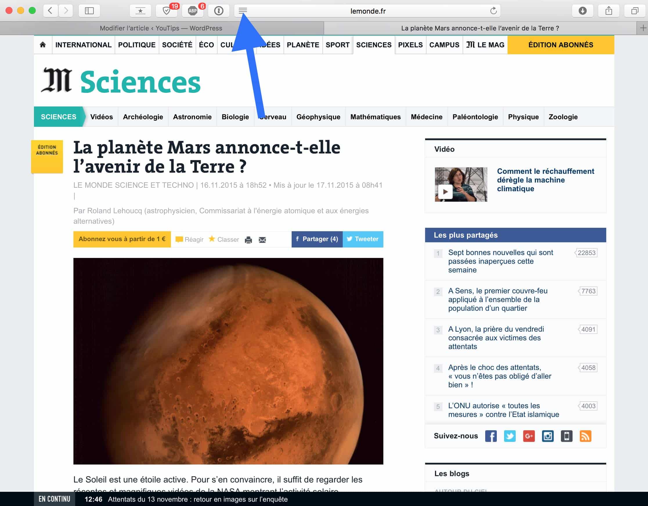 Isoler un article d'une page Internet sur Mac1