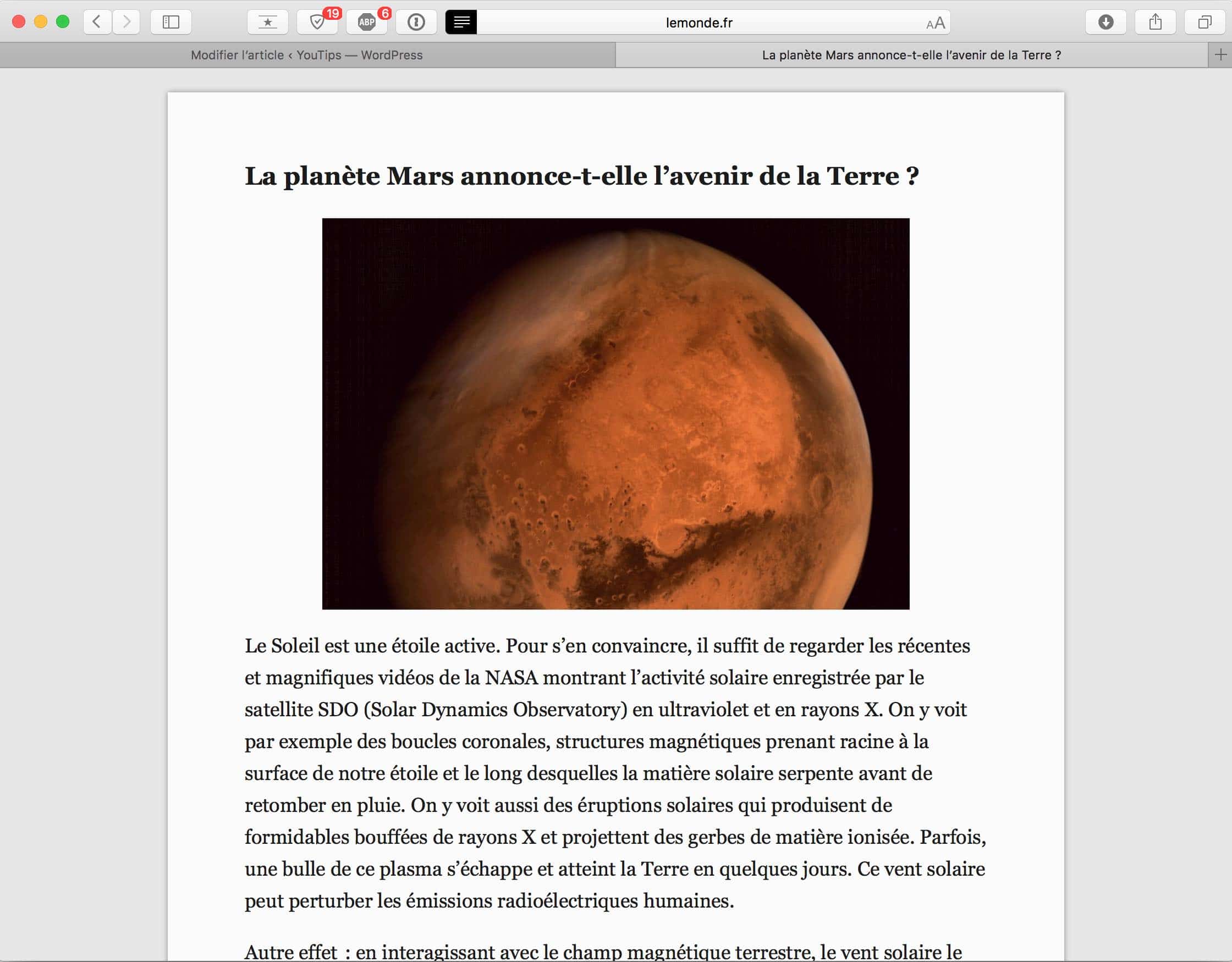 Isoler un article d'une page Internet sur Mac2