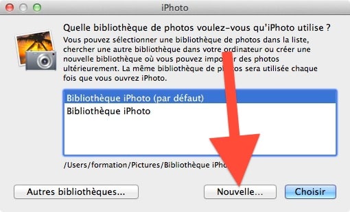 Capture d’éCréer une nouvelle biblio iphoto2
