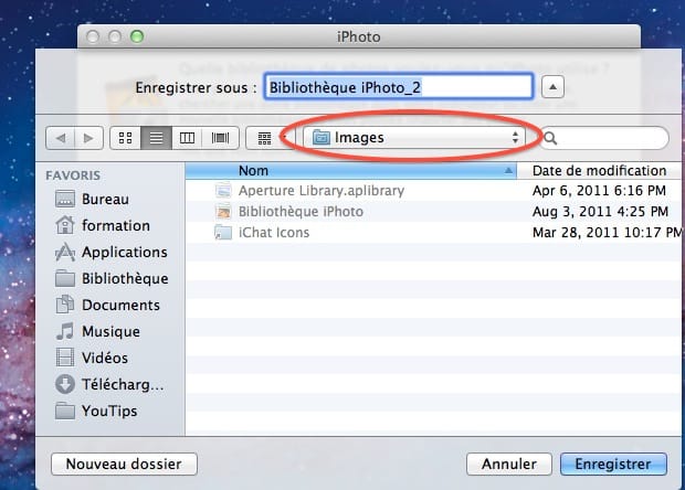 Créer une nouvelle biblio iphoto4