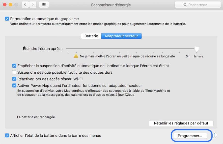Programmez votre Mac pour qu'il s'allume et qu'il s'éteigne automatiquement2