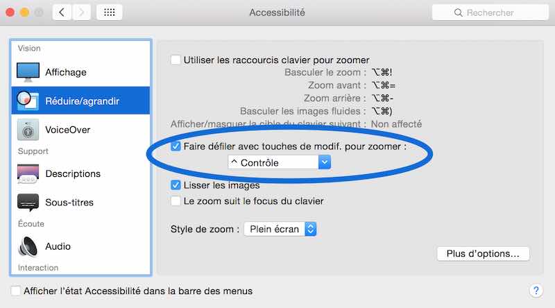 Activer le Zoom sur Mac