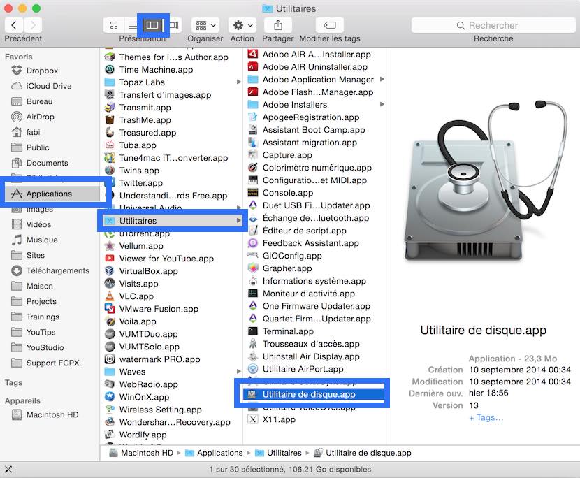 utilitaire de disque os x yosemite