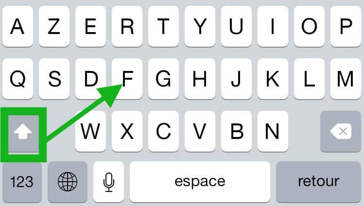 Caps Lock sur votre iPhone3B