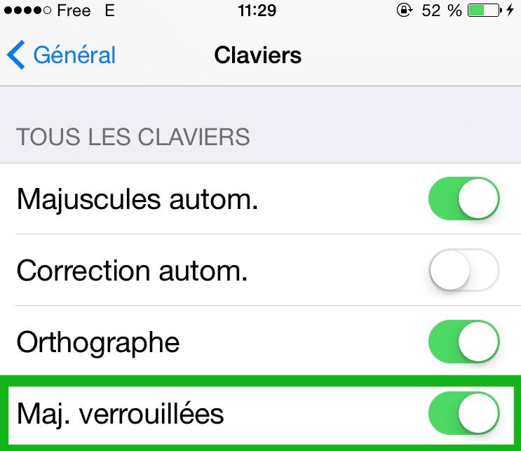 Caps Lock sur votre iPhone6