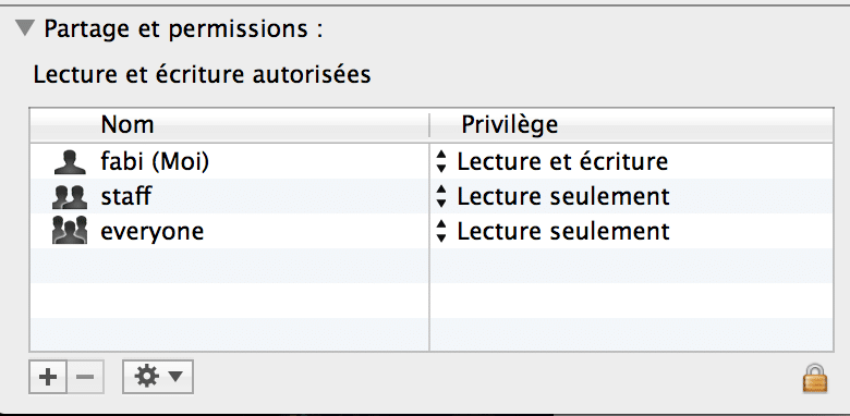 autorisations OSX