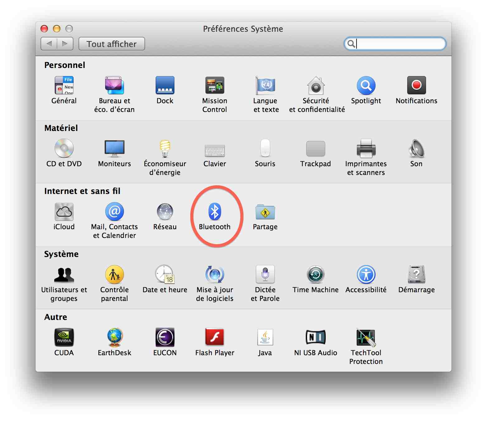 menu OS X bluetooth