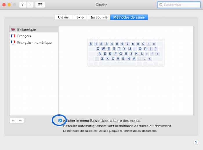 Raccourci pour changer la langue du clavier du Mac2