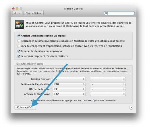 Mission Control définissez des fonctions sur les 4 coins de l'écran de votre Mac 2