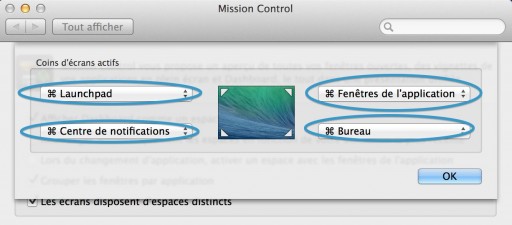 Mission Control définissez des fonctions sur les 4 coins de l'écran de votre Mac 3