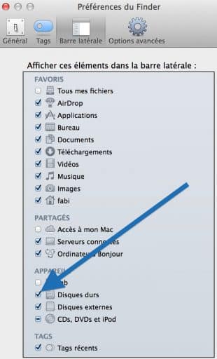 afficher macintosh HD dans OS X Mavericks