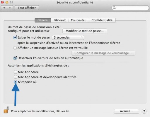 preferences systemes securite mavericks 3