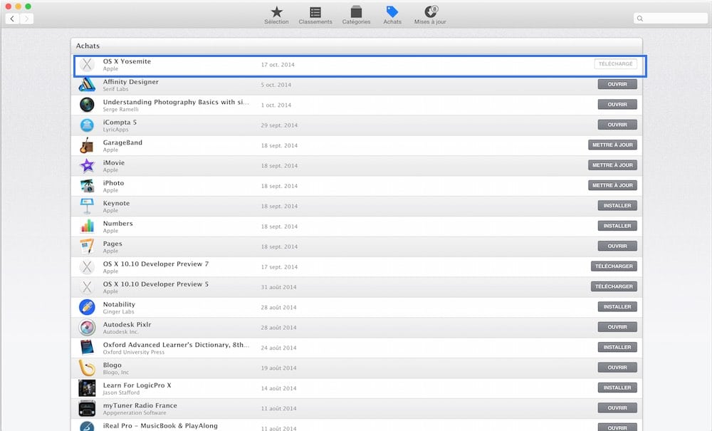 Mettre à jour votre Mac sur OS X Yosemite1