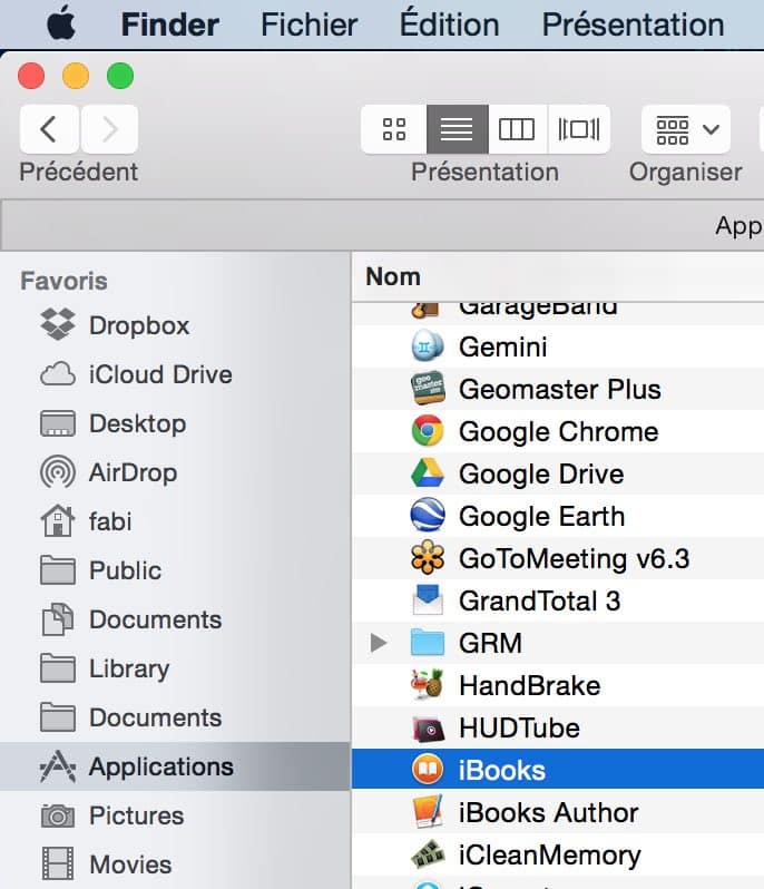 Lancer iBooks sur Mac