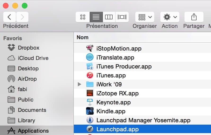 Launchpad OS X dossier application