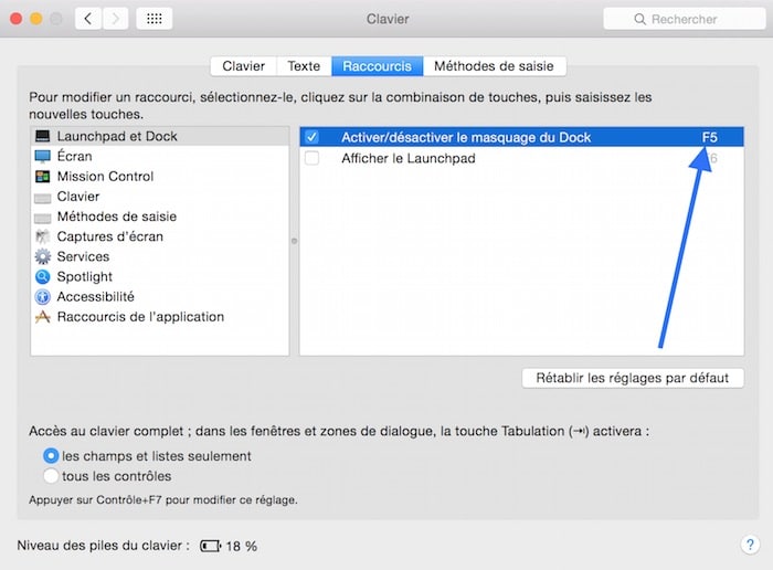 Raccourci clavier F5 et F6 sur Mac 3ok