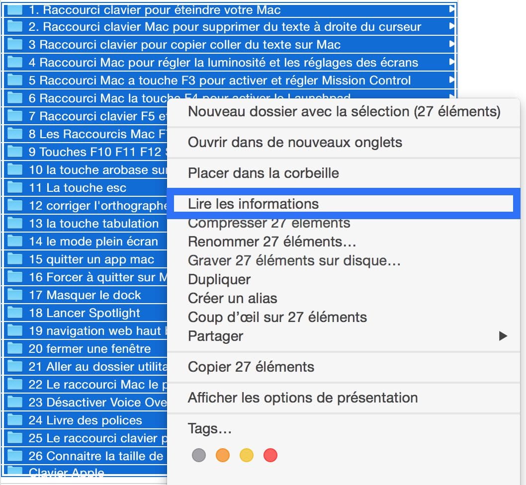 Connaître la taille de plusieurs fichiers sélectionnés sur Mac2