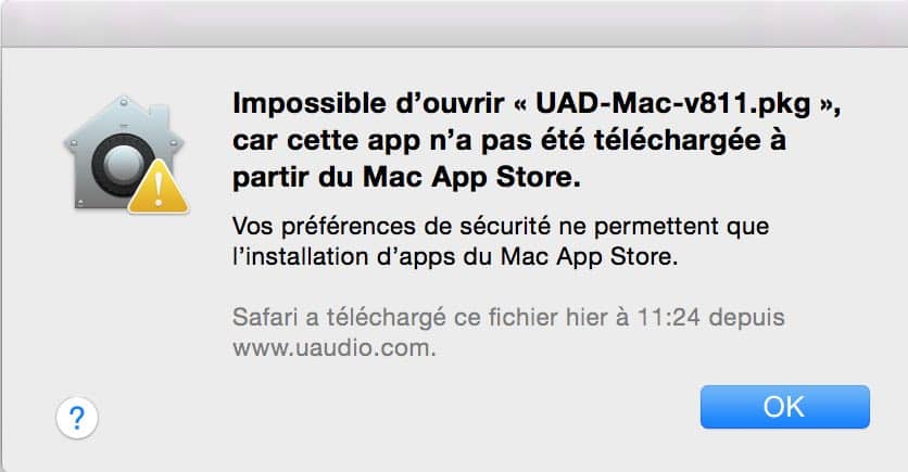 Impossible d’ouvrir « Install.pkg », car cette app n’a pas été téléchargée à partir du Mac App Store6