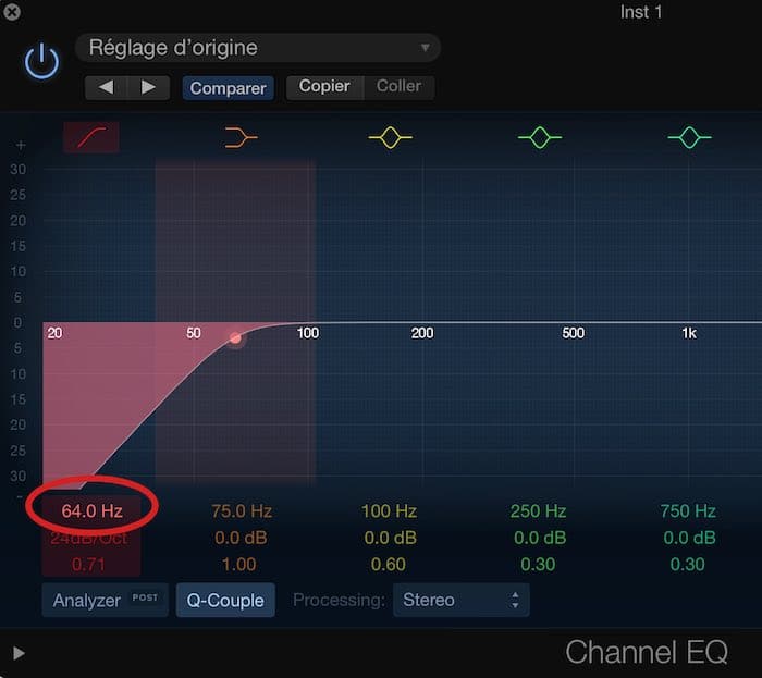 réinitialiser un paramètre en un clic de souris sur logic pro