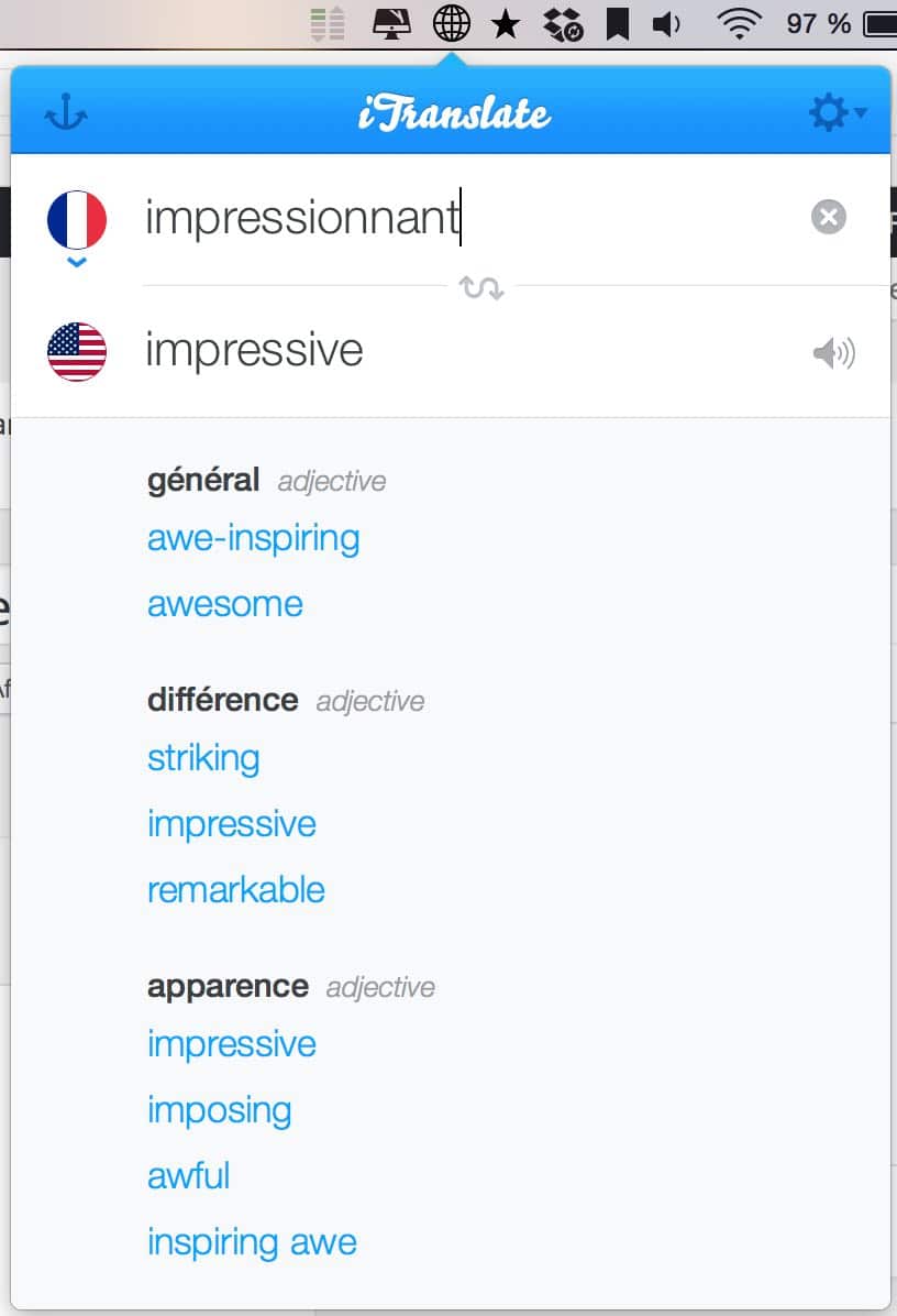 iTranslate un traducteur dans la barre des menus de votre Mac