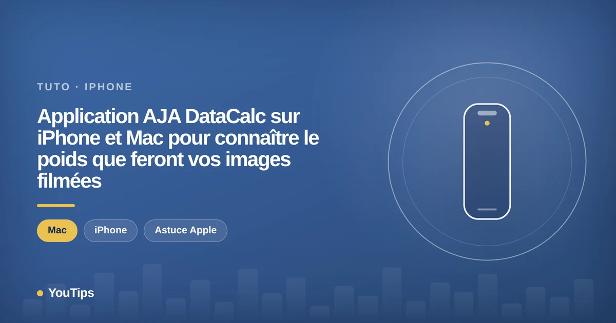 application aja datacalc sur iphone et mac pour connaitre le poids que feront vos images filmees