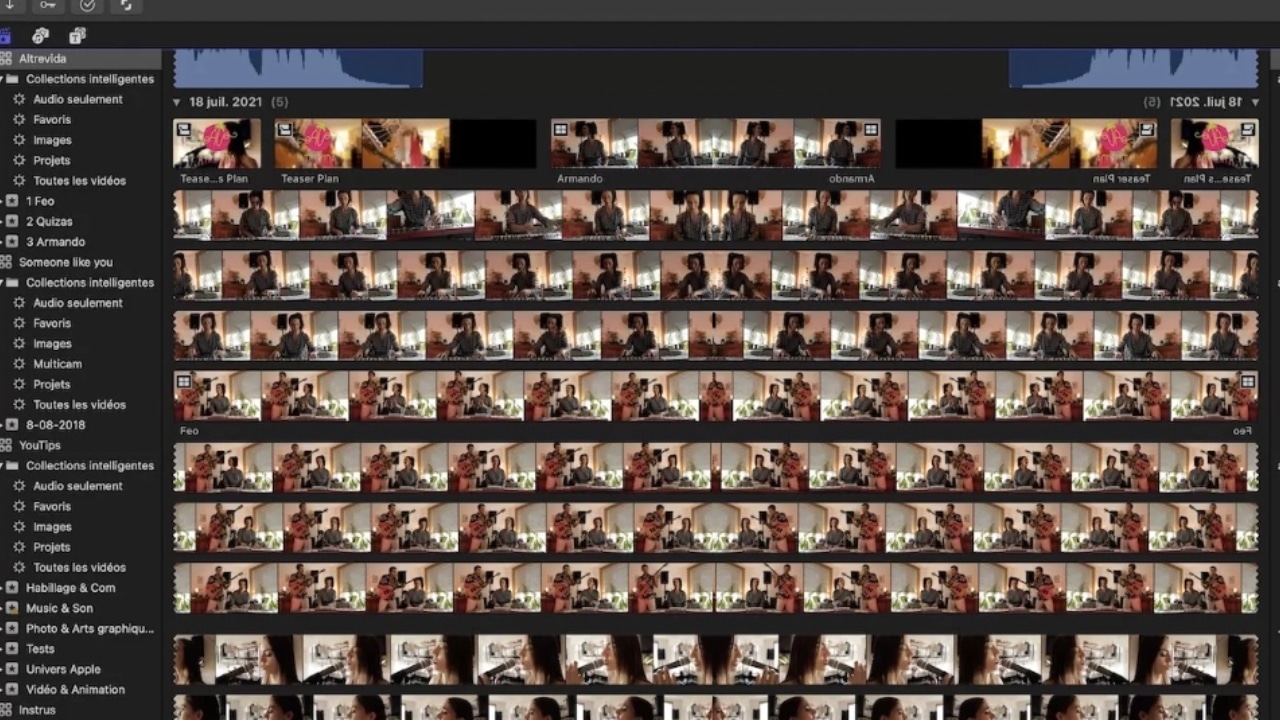 Dérushage des rushes dans la bibliothèque de Final Cut Pro