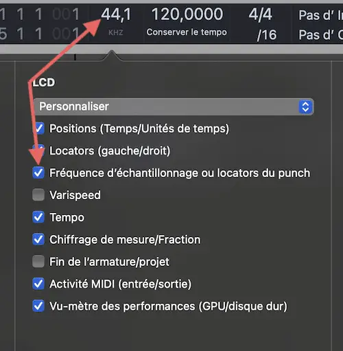 2 : Clic droit / Personnaliser la barre de commande , fréquence ou locator du punch