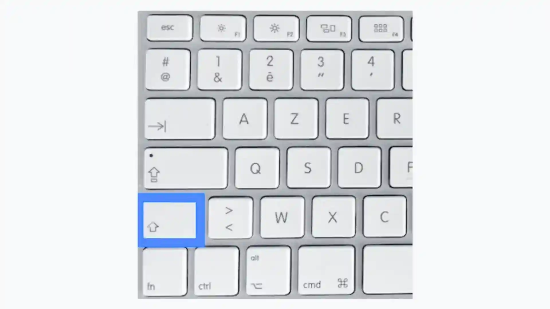 glossaire apple, la touche majuscule shift