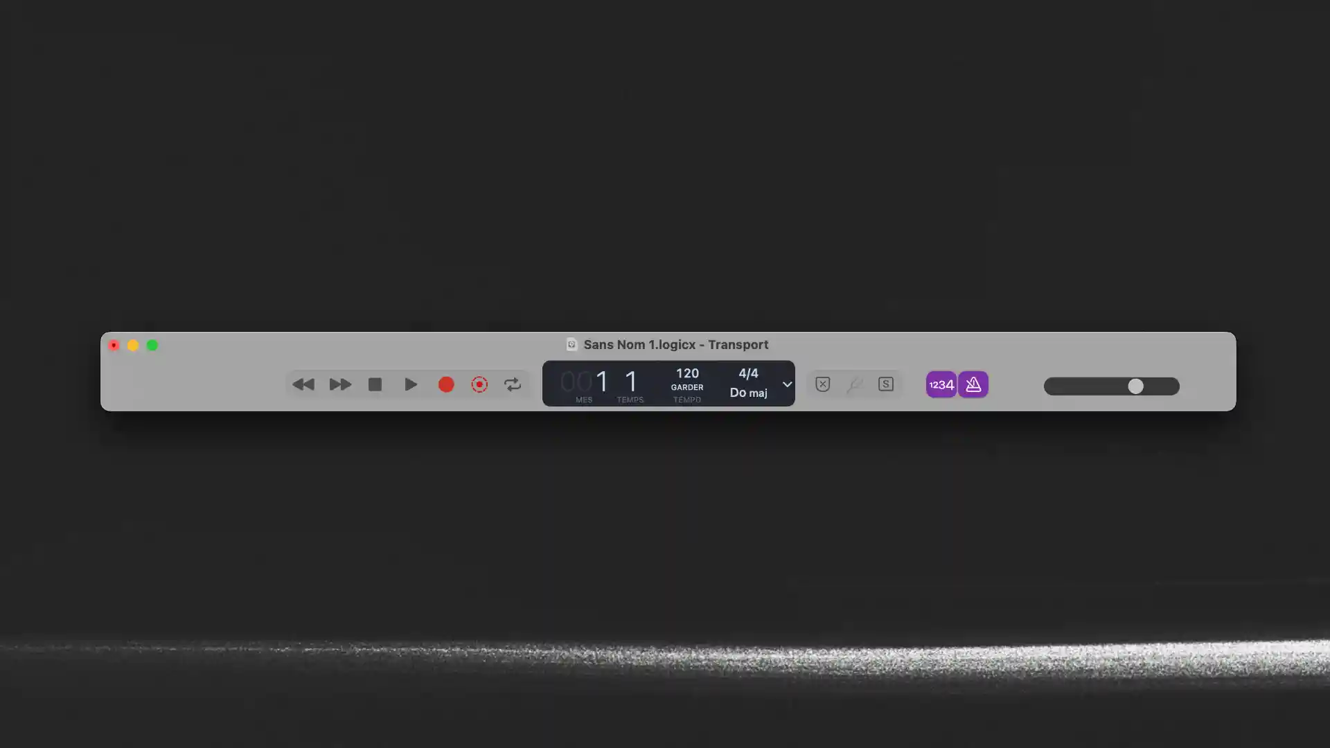 barre de transport de logic pro (youtips)