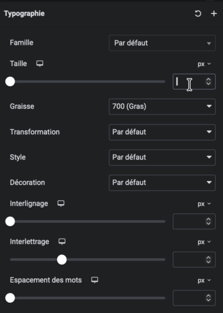 Capture d’écran : Modifier la taille de caractère