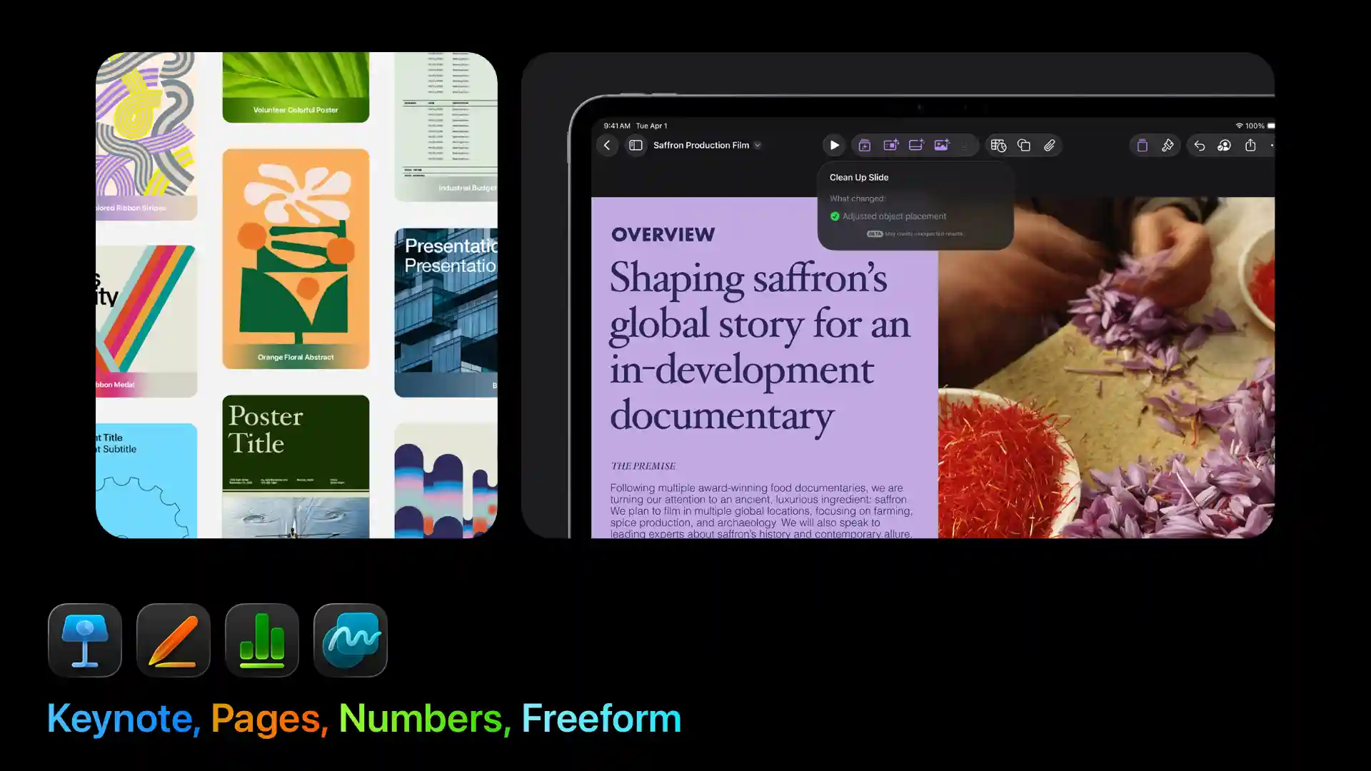 creator studio, les nouveautés de keynote, pages, numbers, freeform