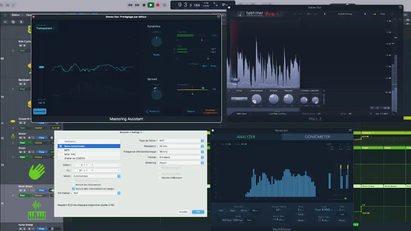 Exporter, livrer son travail aux niveaux et formats audio attendus