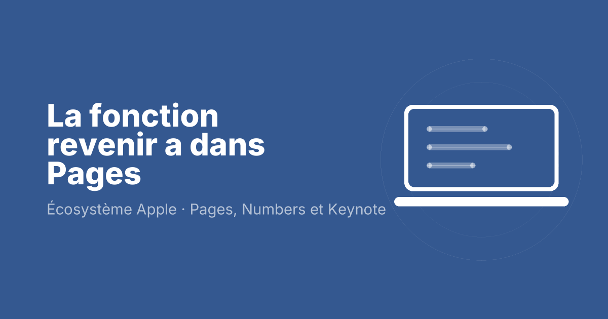 La fonction revenir a dans Pages