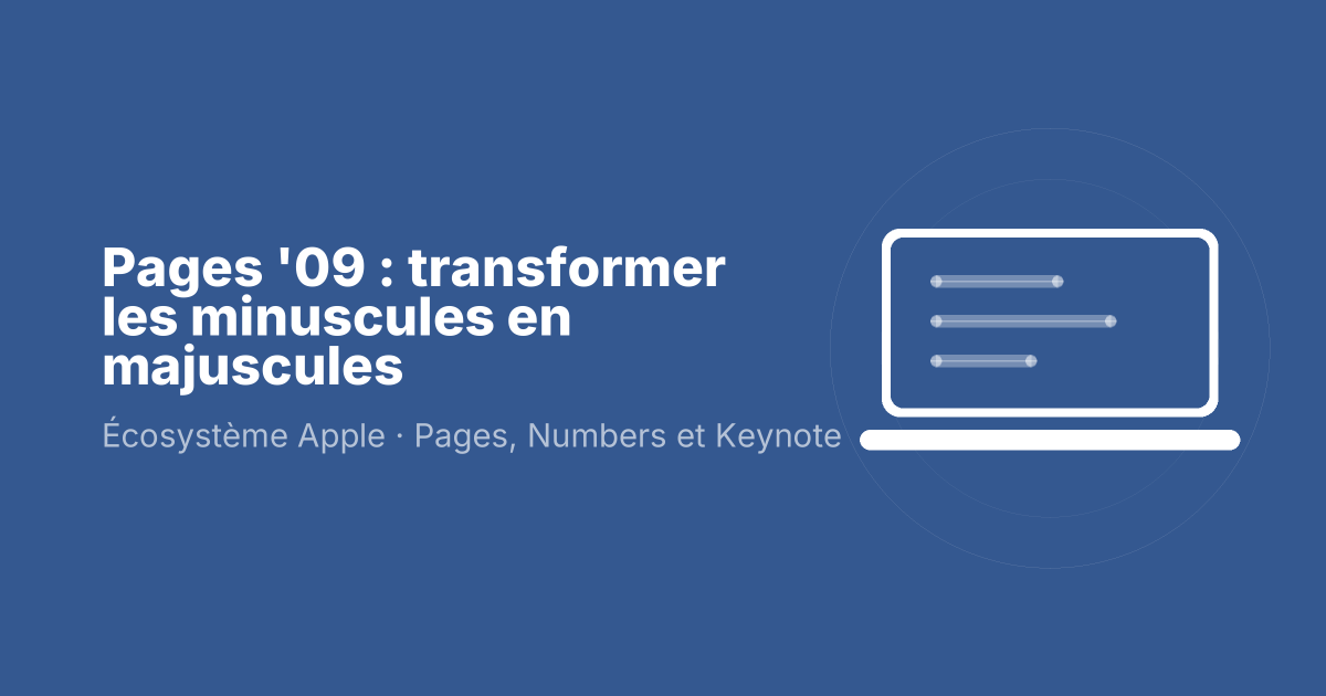 Pages '09 : transformer les minuscules en majuscules