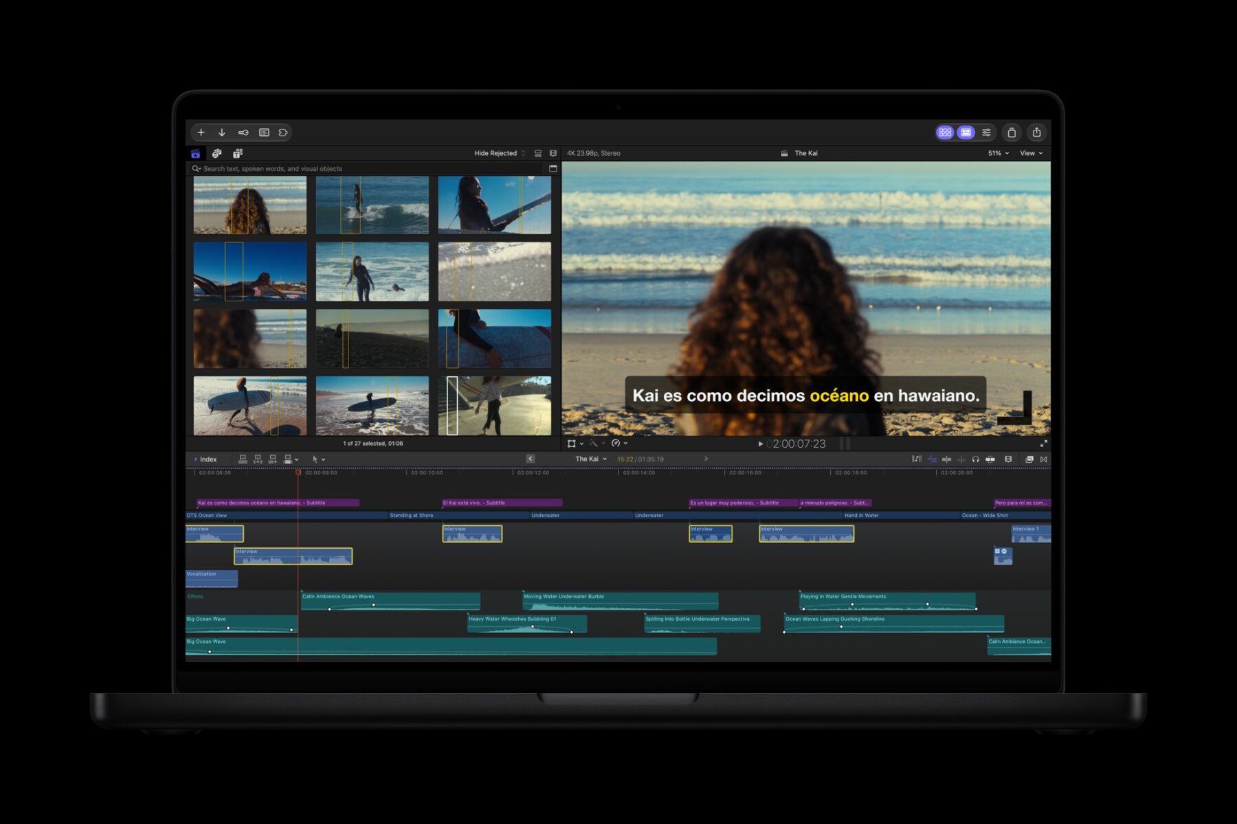 La transcription en espagnol dans Final Cut Pro