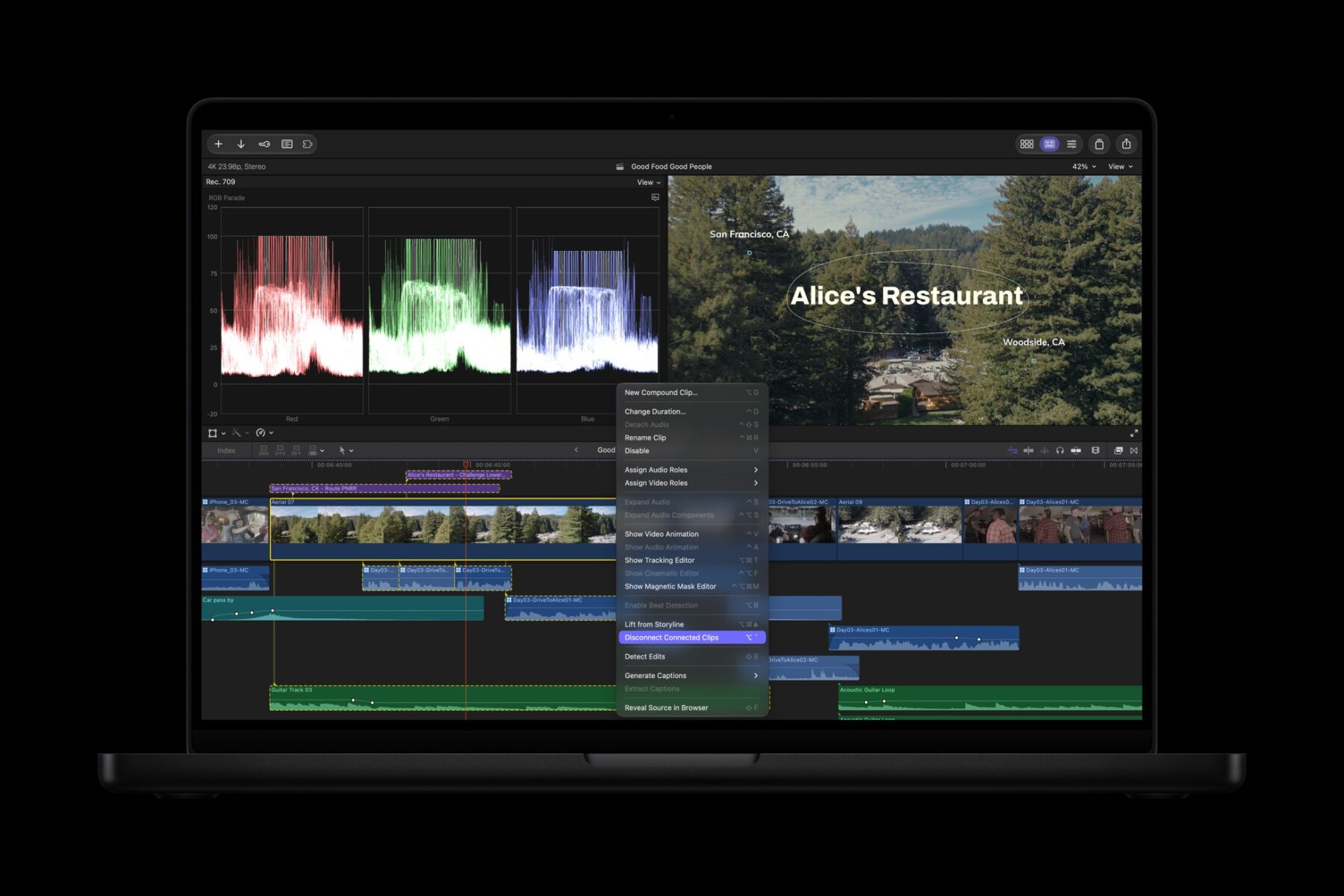 Des plans détachés du scénario principal dans Final Cut Pro