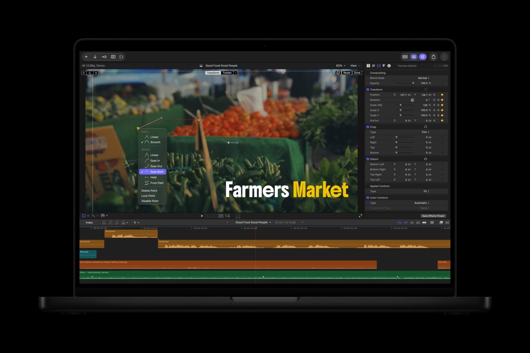 Les nouvelles options de lissage des images clés dans Final Cut Pro