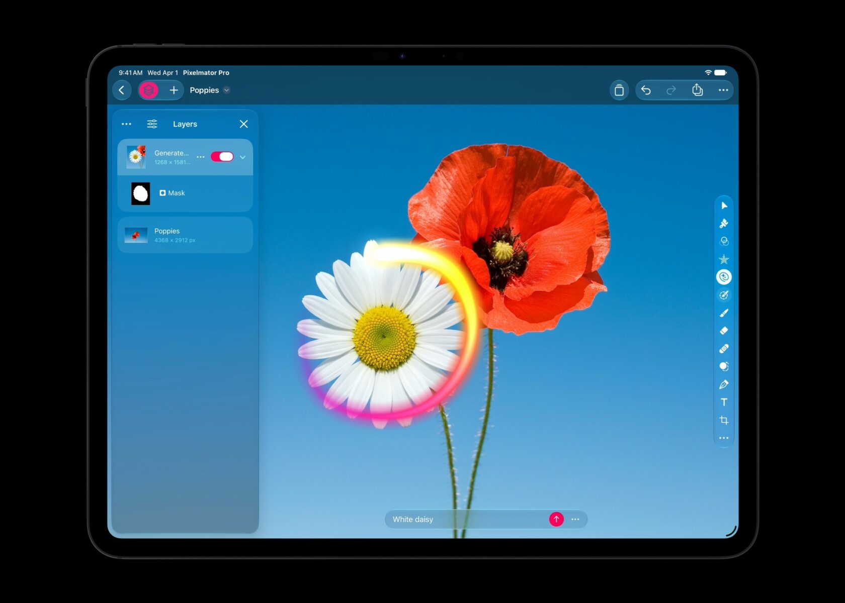 Generate Fill dans Pixelmator Pro sur iPad